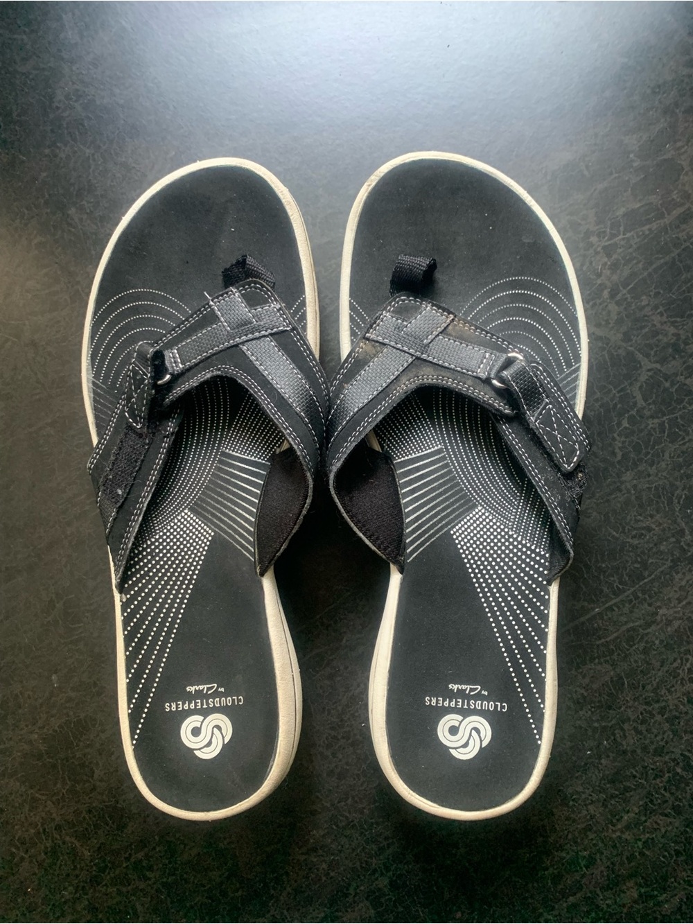 Clarks Black and White Women's Slide Sandals